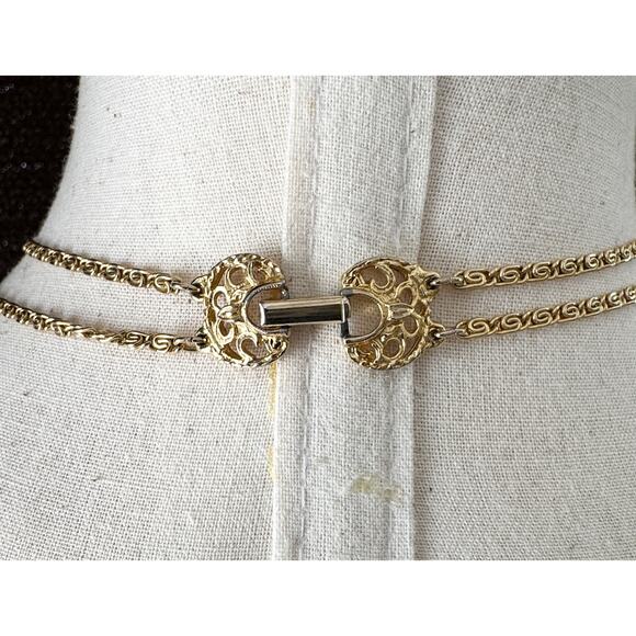 Cupid Goldtone Double Chain Necklace Pendant Vintage Coldette N.Y Carved Citrine - Picture 4 of 6